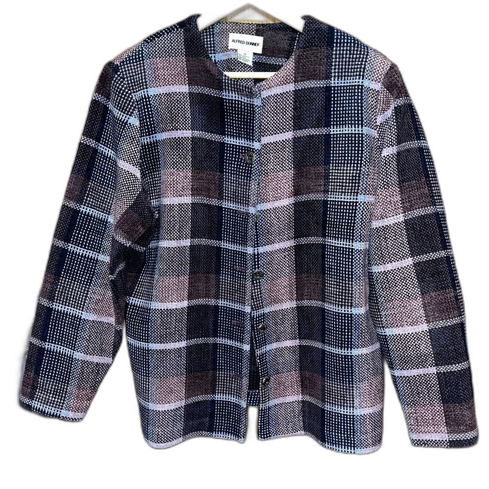Alfred Dunner Women's 12 Vintage Gorgeous Blazer Jacket Texture Purple Blue